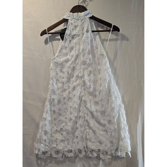 Ebonie N Ivory White Lace Halter‎ Neck Mini Dress Size 8 - Picture 3 of 9